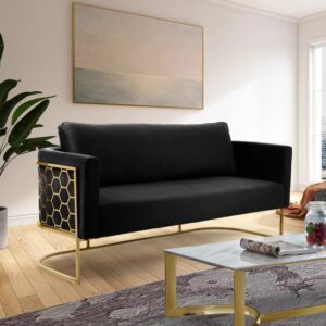Casa Black Velvet Sofa