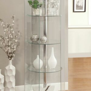 4-shelf Hexagon Shaped Curio Cabinet White and Clear