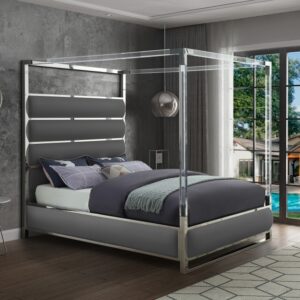 Encore Faux Grey Leather King Size Bed