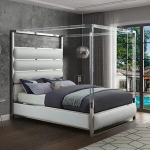 Encore White Queen Faux Leather Bed
