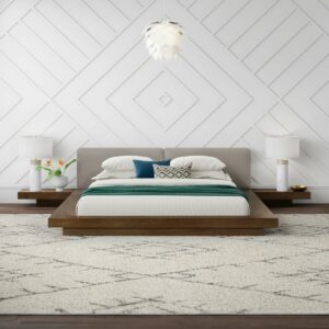 Modrest Tokyo - King Contemporary Walnut and Grey Platform Bed