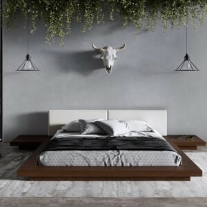 Modrest Tokyo - Contemporary King Walnut and White Platform Bed