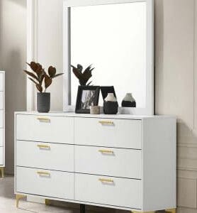 Kendall White 6-Drawer Dresser & Mirror