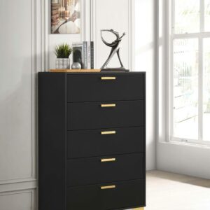 Kendall 5-Drawer Chest Black and Gold