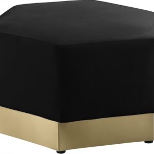 Marquis Black Velvet Ottoman