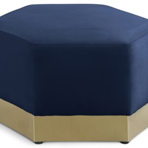 Marquis Navy Blue Velvet Ottoman