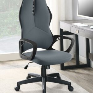 Upholstered Office Chair Dark Grey and Black