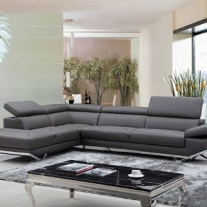 Divani Casa Quebec - Modern Dark Grey Eco-Leather Left Facing Sectional Sofa