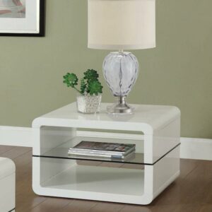 Elana Square 2-shelf End Table Glossy White