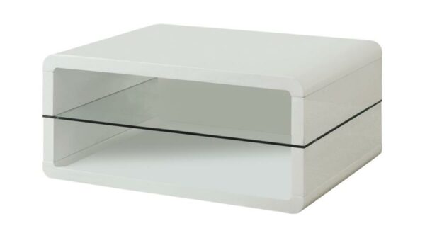 Elana Rectangle 2-shelf Coffee Table Glossy Whit - Image 2