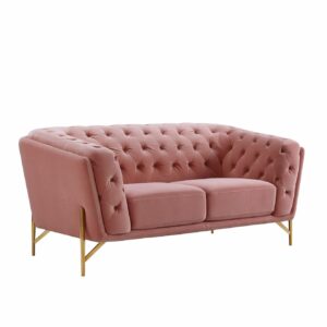 Divani Casa Aiken - Modern Salmon Velvet Loveseat