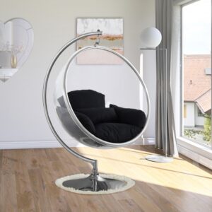 Black Luna Acrylic Swing Bubble Accent Chair