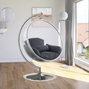 Grey Luna Acrylic Swing Bubble Accent Chair