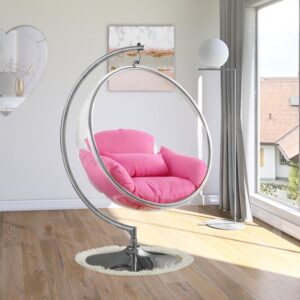 Pink Luna Acrylic Swing Bubble Accent Chair