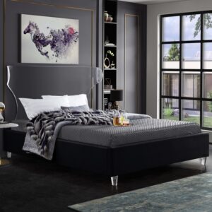 Full Size Ghost Black Velvet Bed
