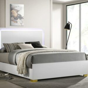 Marceline Queen Bed with LED Headboard White