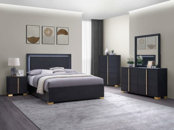 Marceline Black LED Bed Room Collection