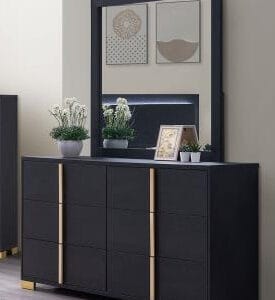 Marceline 6-drawer Dresser & Mirror Black