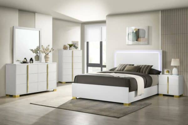 Marceline White LED Bed Room Collection
