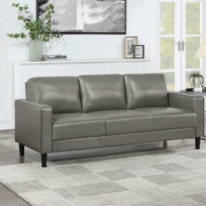 Ruth Upholstered Track Arm Faux Grey Leather Sofa