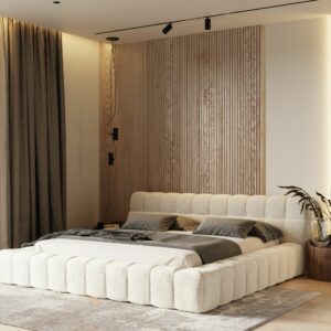 Divani Casa Tyree - Queen Modern Tufted Off-White Fabric Bed