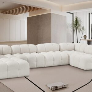 Ames Cream Boucle Fabric Sectional