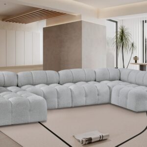 Ames Grey Boucle Fabric Sectional