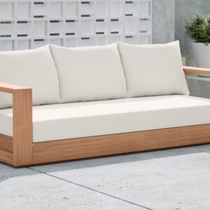 Tulum Water Resistant White Fabric Outdoor Sofa