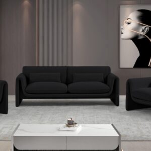 Stylus Boucle Black Fabric Living Room Collection