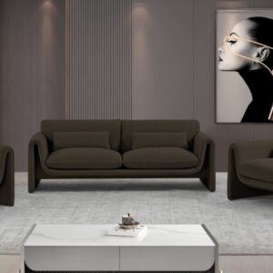 Stylus Boucle Brown Fabric Living Room Collection