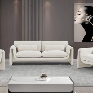 Stylus Boucle Cream Fabric Living Room Collection