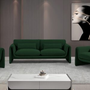 Stylus Boucle Green Fabric Living Room Collection