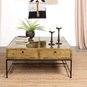 Stephie 4-drawer Square Glass Top Coffee Table