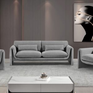 Stylus Boucle Grey Fabric Living Room Collection