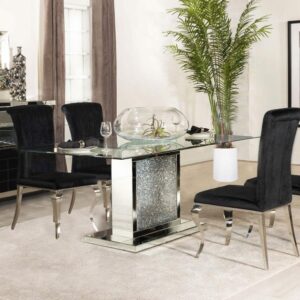 Marilyn Black 5-piece Rectangular Mirrored Dining Table Set