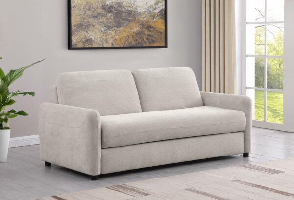 Rylie Beige Upholstered Sofa Sleeper with Queen Mattress