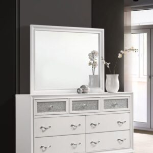 Barzini White Dresser & Mirror