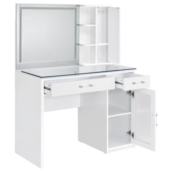 Flora White Vanity with LED Mirror - Image 2
