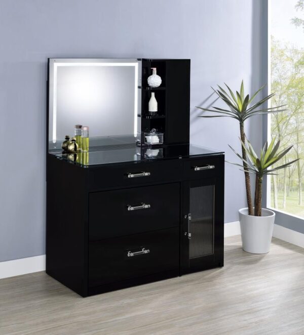 Flora Black Vanity with LED Mirror - Image 2