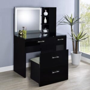 Flora Black Vanity with LED Mirror