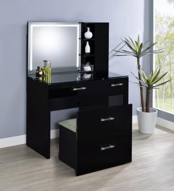 Flora Black Vanity with LED Mirror