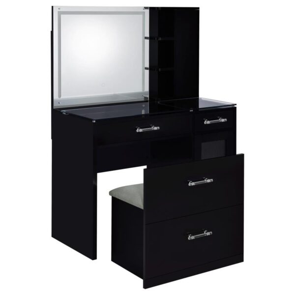 Flora Black Vanity with LED Mirror - Image 3