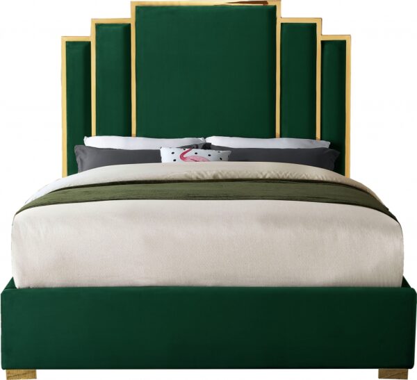 Hugo Green King Velvet Bed - Image 2