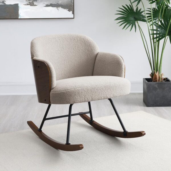 Paige Boucle Beige Rocking Chair