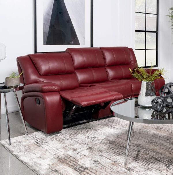 Camila Red Leatherette Reclining Living Room Collection - Image 6