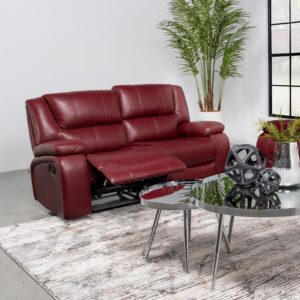 Camila Red Leatherette Reclining Love Seat