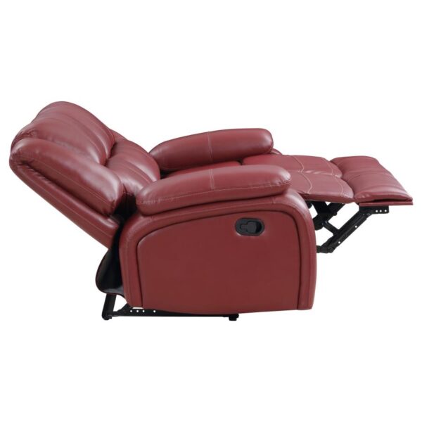 Camila Red Leatherette Reclining Love Seat - Image 3