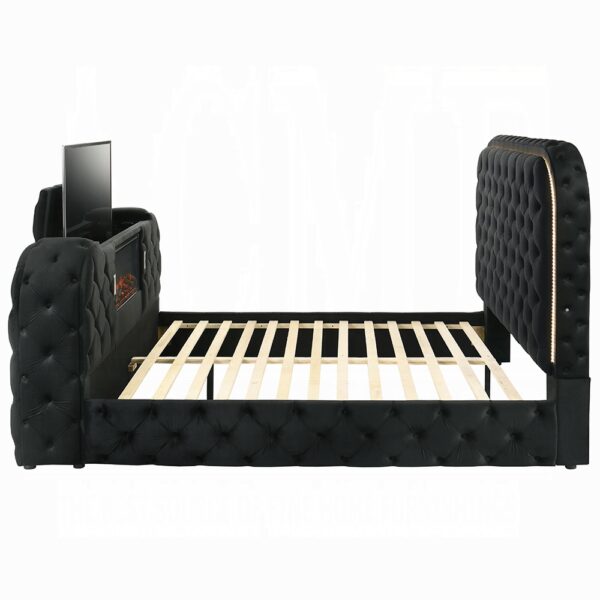 Kana Black Eastern King Bed w/LED, Fireplace & TV Stand - Image 2