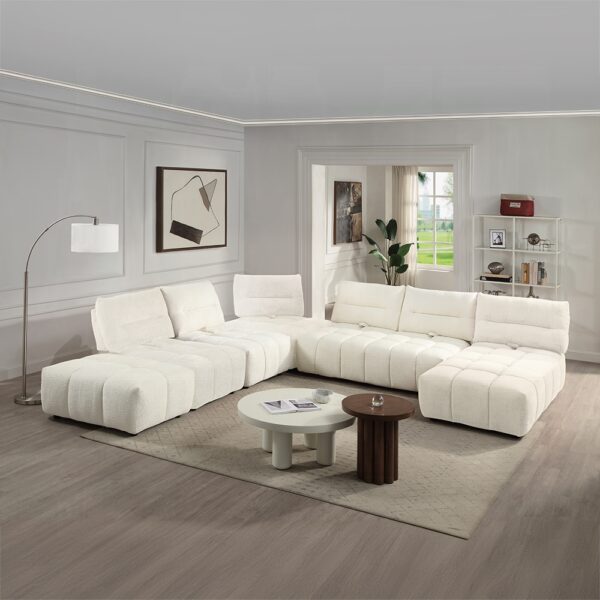 Loanna White Linen Sectional