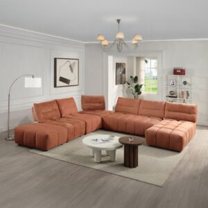 Loanna Coral Red Linen Sectional